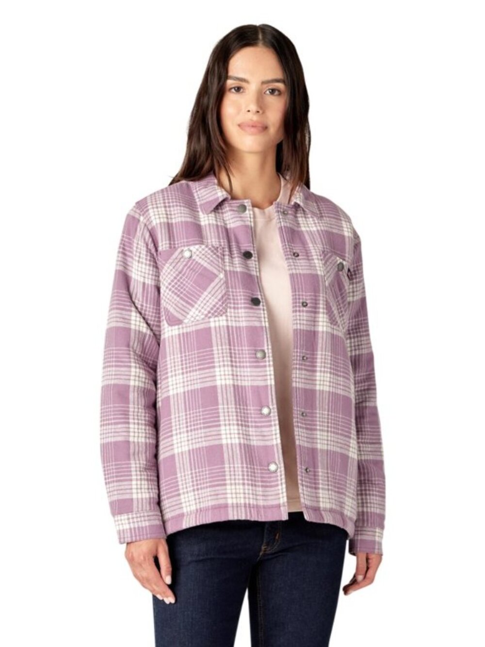 NWT Dickies Small Purple Womens Fleece Plaid Flannel Jacket